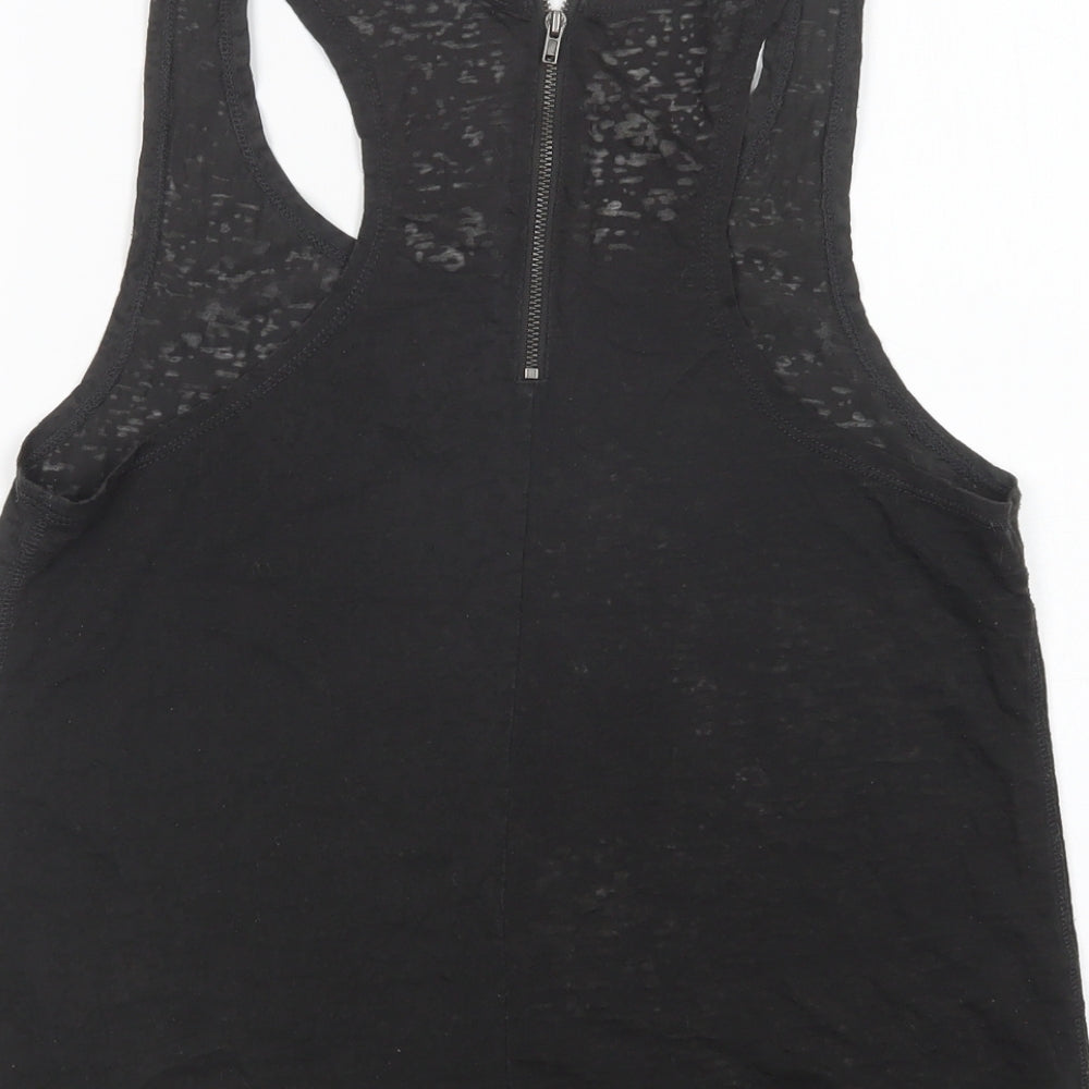 H&M Womens Black  Cotton Basic Tank Size 10 Scoop Neck - Skull