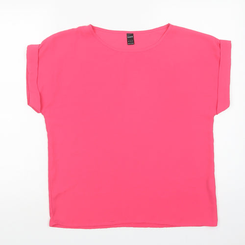 SheIn Womens Pink  Polyester Basic Blouse Size M Crew Neck