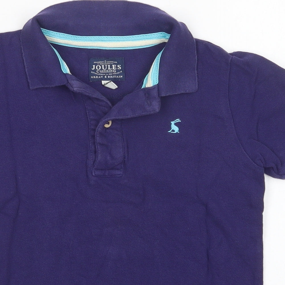 Joules Girls Purple  Cotton Basic Polo Size 5-6 Years Collared Button