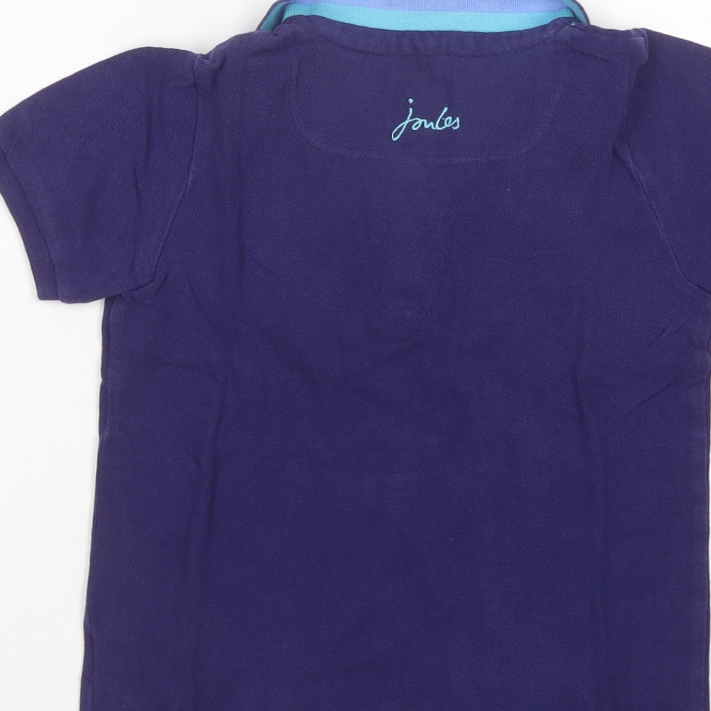 Joules Girls Purple  Cotton Basic Polo Size 5-6 Years Collared Button