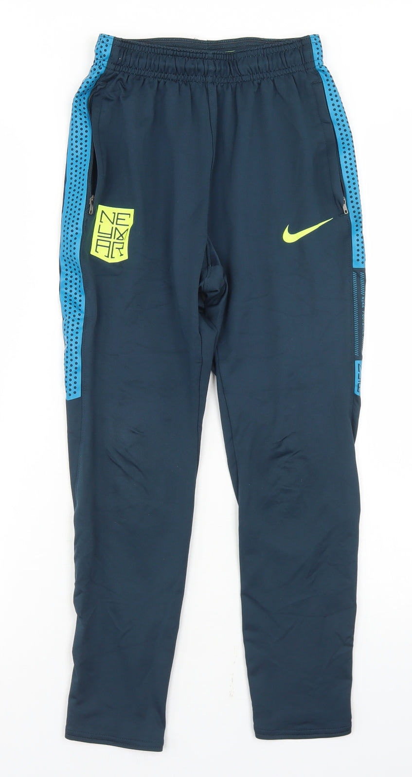 Nike Boys Blue  Polyester Jogger Trousers Size 10-11 Years  Regular Drawstring - Neymar