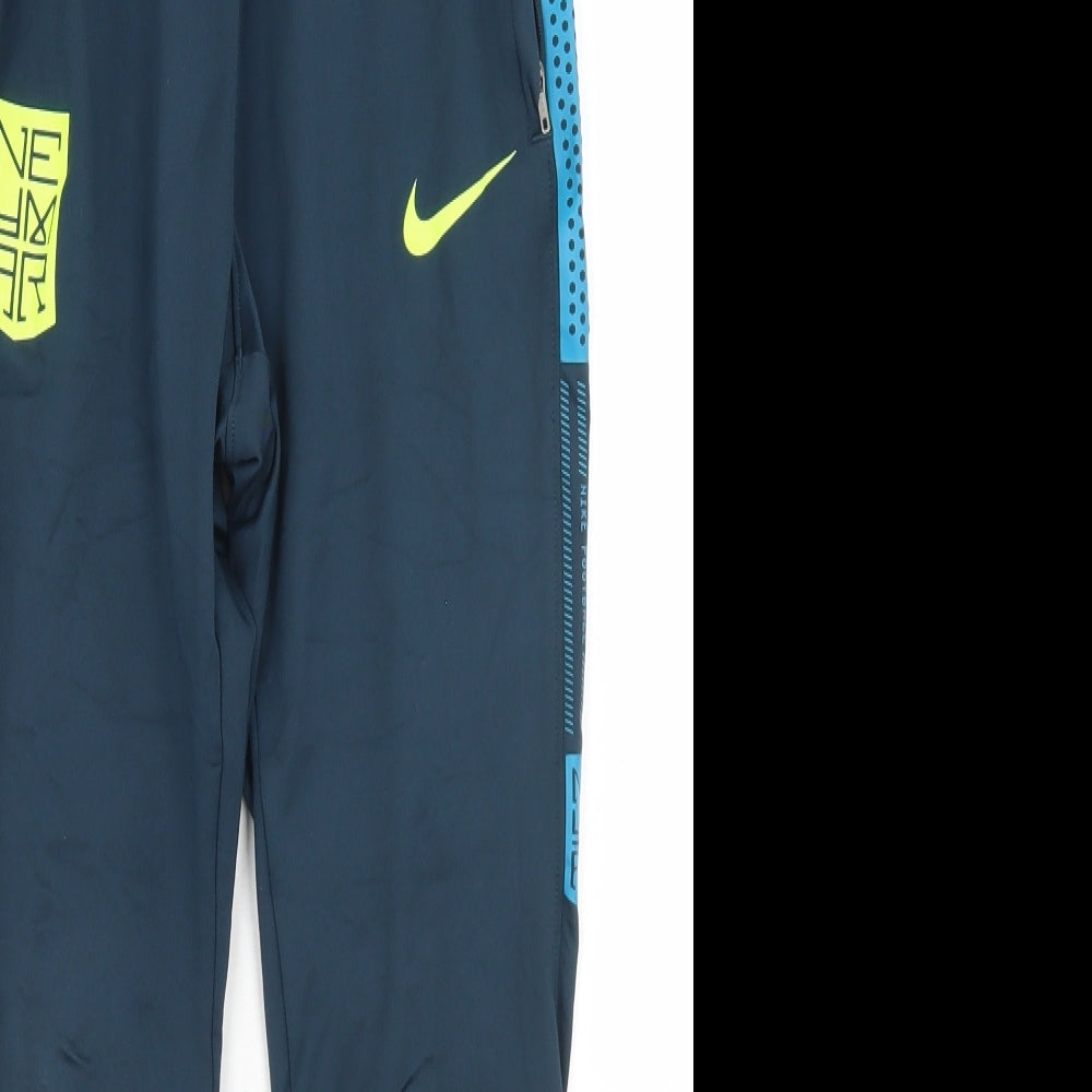 Nike Boys Blue  Polyester Jogger Trousers Size 10-11 Years  Regular Drawstring - Neymar