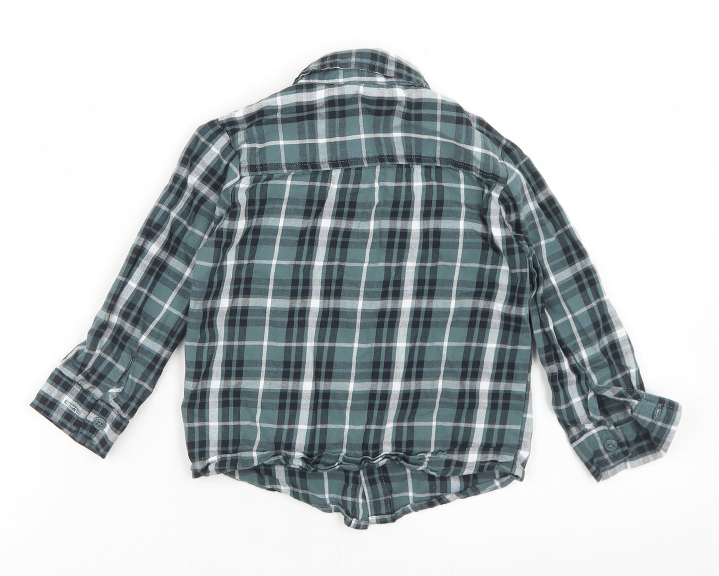 George Boys Blue Plaid Cotton Basic Button-Up Size 2-3 Years Collared Button