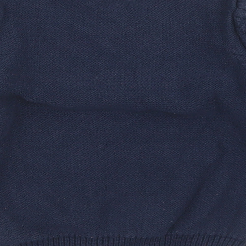 NEXT Boys Blue Crew Neck  Cotton Pullover Jumper Size 3-4 Years  Button