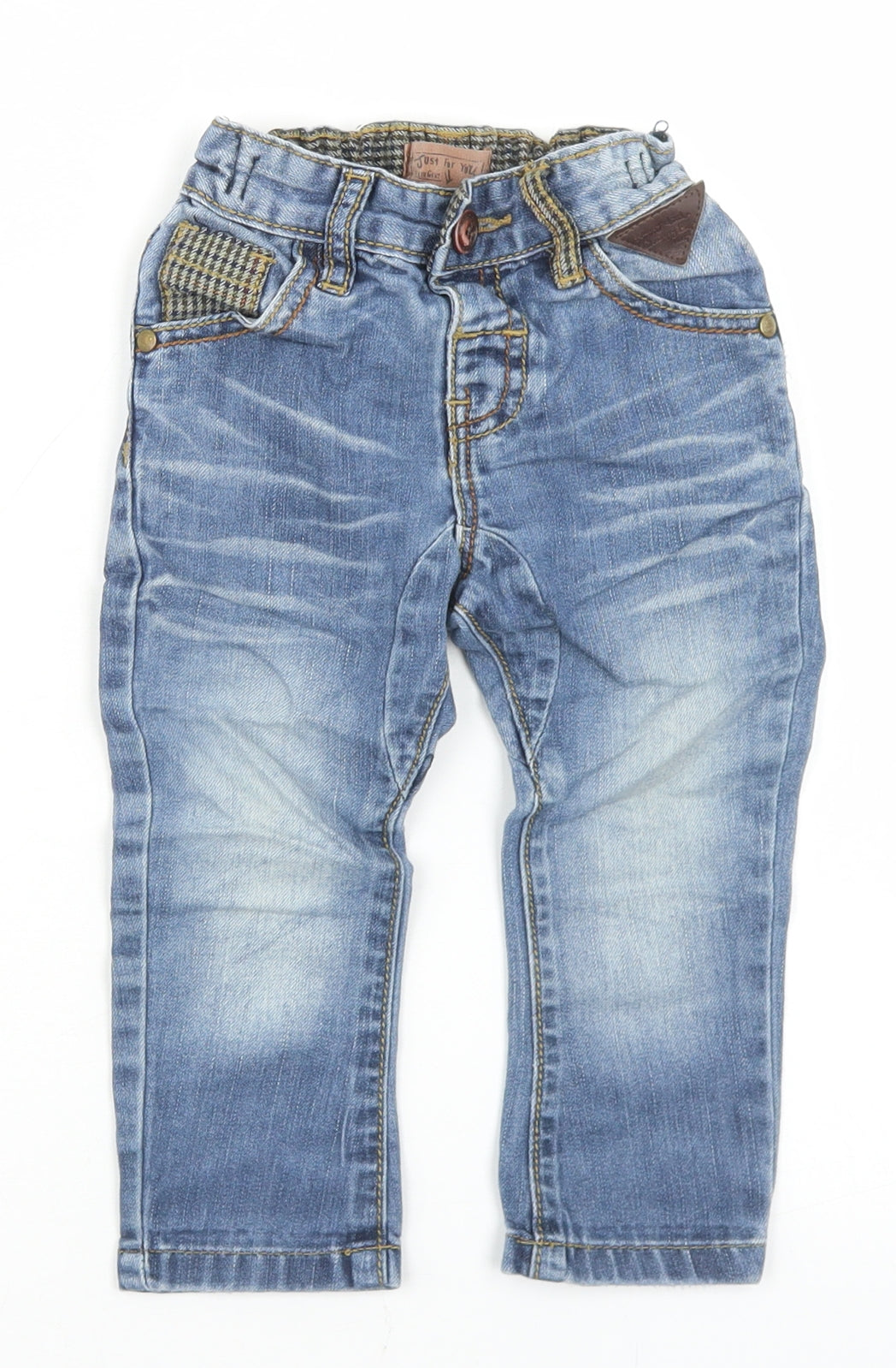 NEXT Boys Blue  Cotton Cargo Jeans Size 12-18 Months  Button