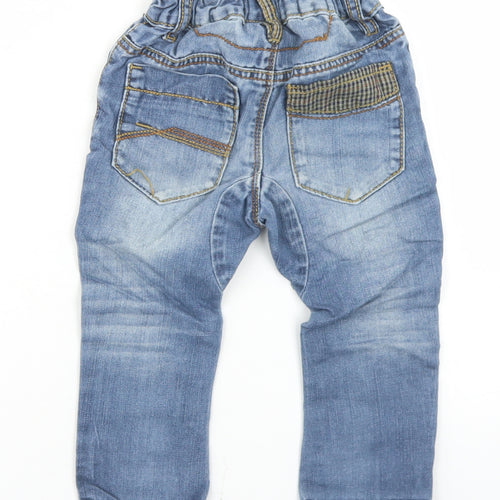 NEXT Boys Blue  Cotton Cargo Jeans Size 12-18 Months  Button