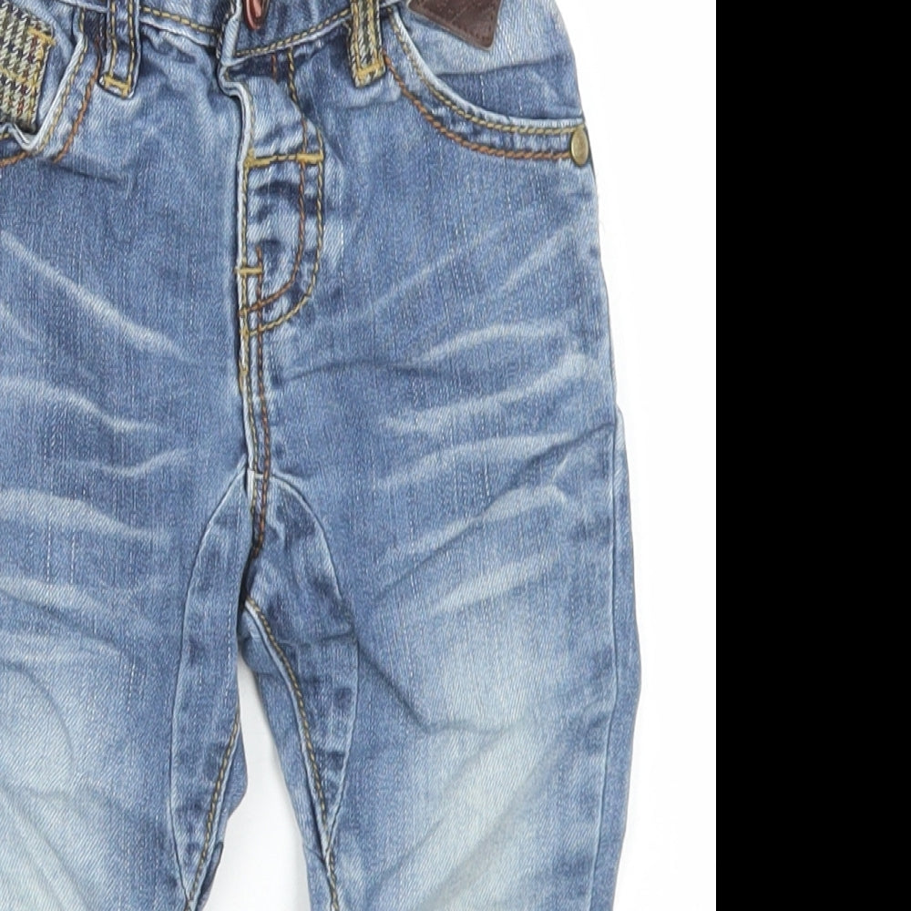 NEXT Boys Blue  Cotton Cargo Jeans Size 12-18 Months  Button