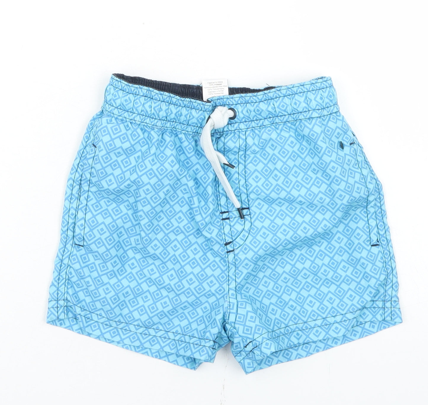 NEXT Boys Blue Argyle/Diamond Polyester Sweat Shorts Size 3-4 Years  Regular Drawstring - Board Shorts