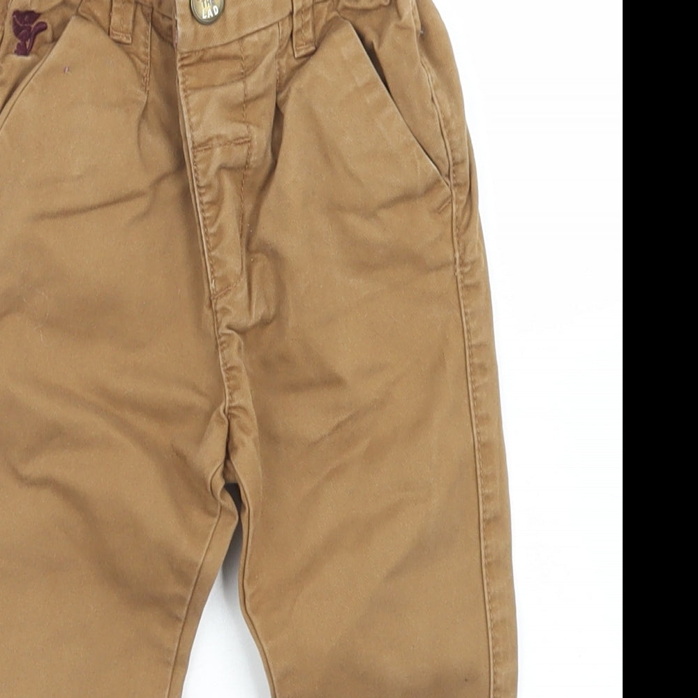 NEXT Boys Brown  Cotton Capri Trousers Size 12-18 Months  Button