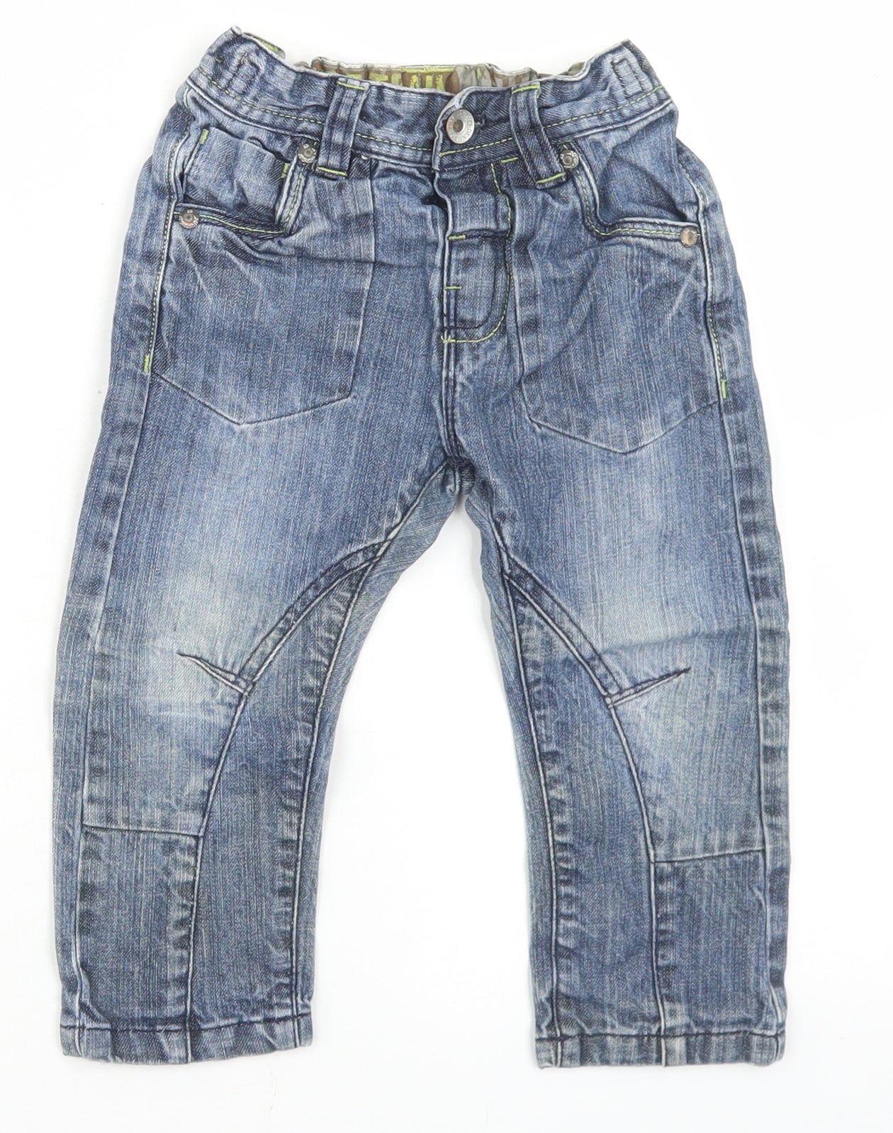 NEXT Boys Blue  Cotton Capri Jeans Size 18-24 Months  Button