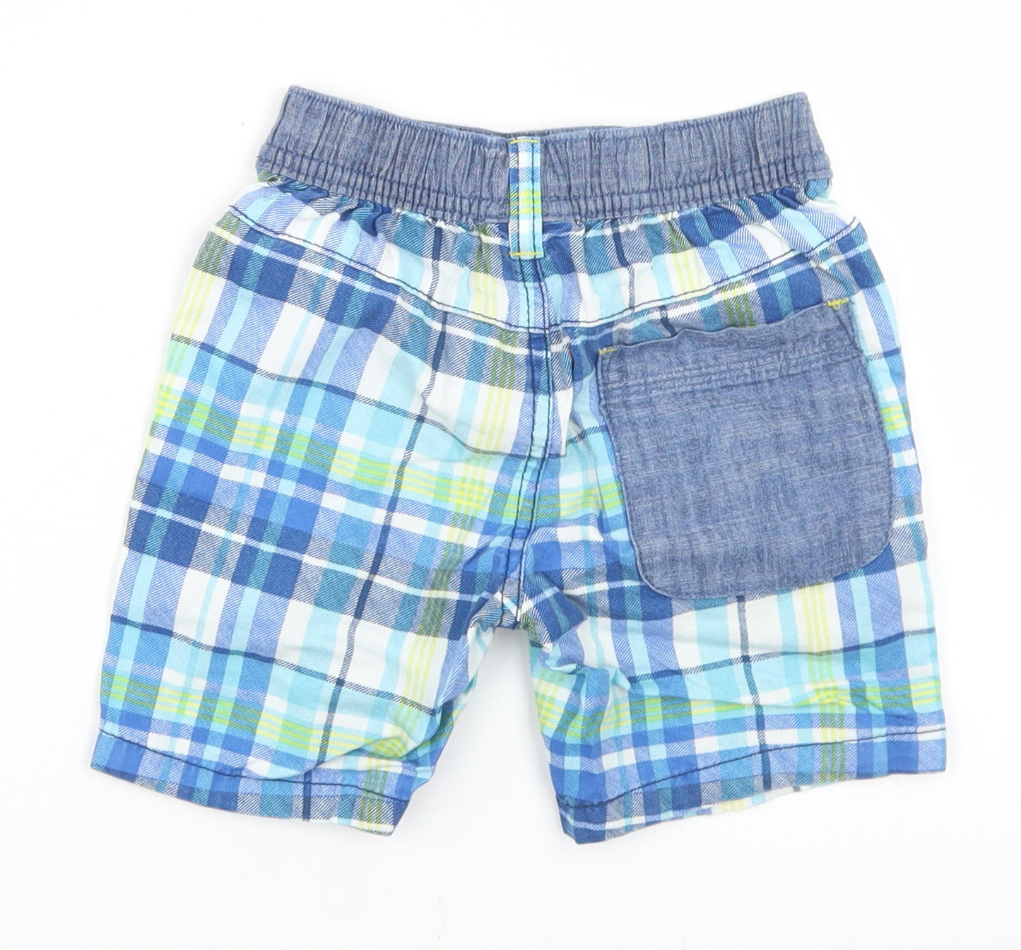 NEXT Boys Blue Plaid Cotton Bermuda Shorts Size 2-3 Years  Regular Drawstring