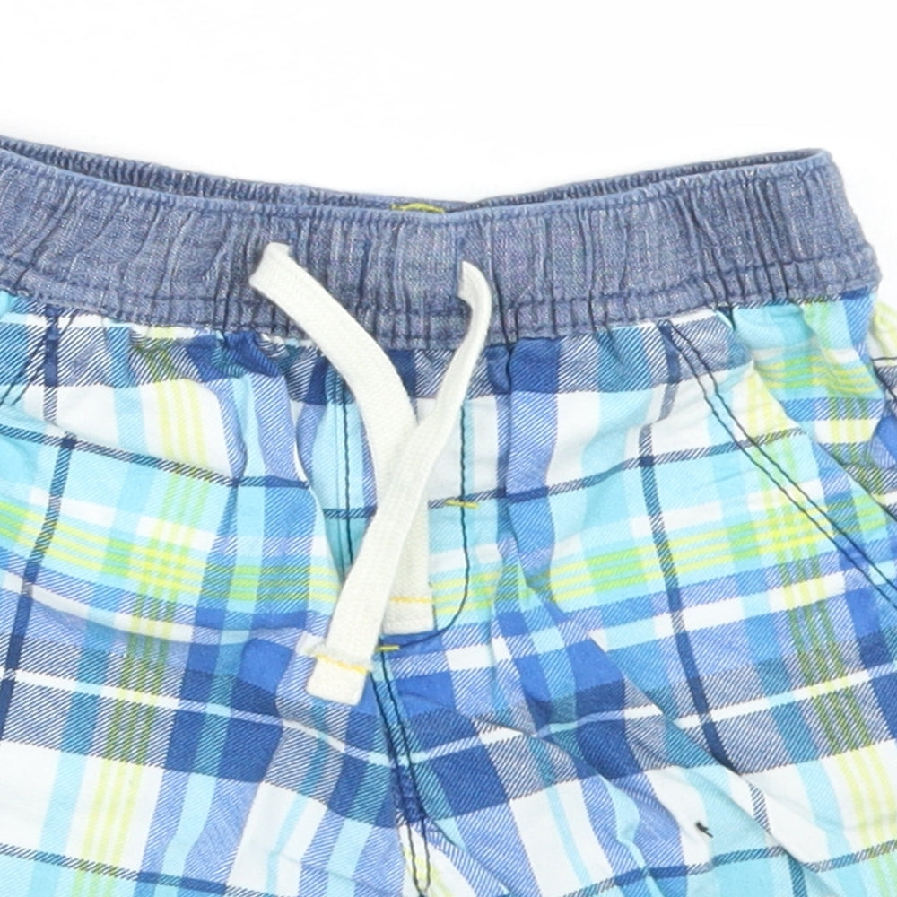 NEXT Boys Blue Plaid Cotton Bermuda Shorts Size 2-3 Years  Regular Drawstring