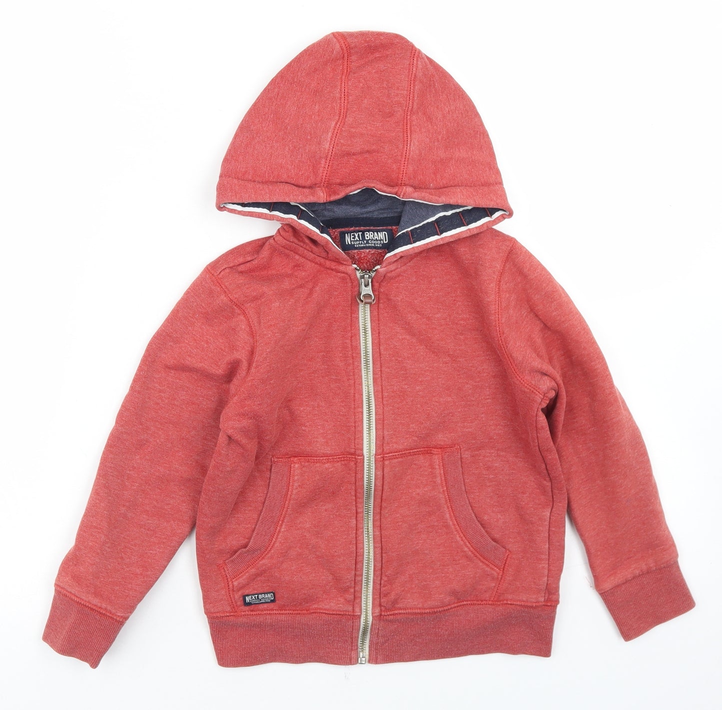 NEXT Boys Red  Cotton Full Zip Hoodie Size 5 Years  Zip