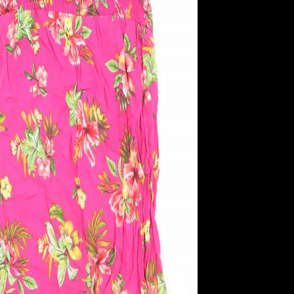 Primark Girls Pink Floral Viscose Romper One-Piece Size 9-12 Months