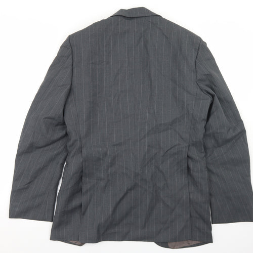 Smart Alex Mens Grey Striped Polyester Jacket Blazer Size 36