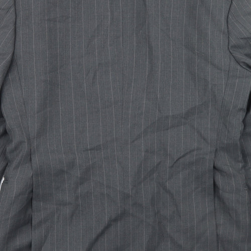 Smart Alex Mens Grey Striped Polyester Jacket Blazer Size 36