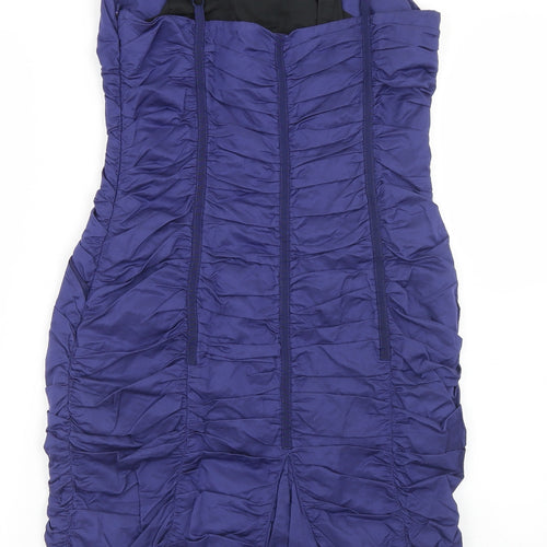 Whistles Womens Blue  Cotton Bodycon  Size 10  Sweetheart Zip
