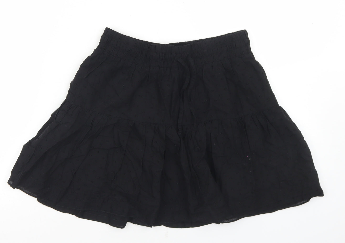 Atmosphere Womens Black  Cotton Flare Skirt Size 10   Drawstring