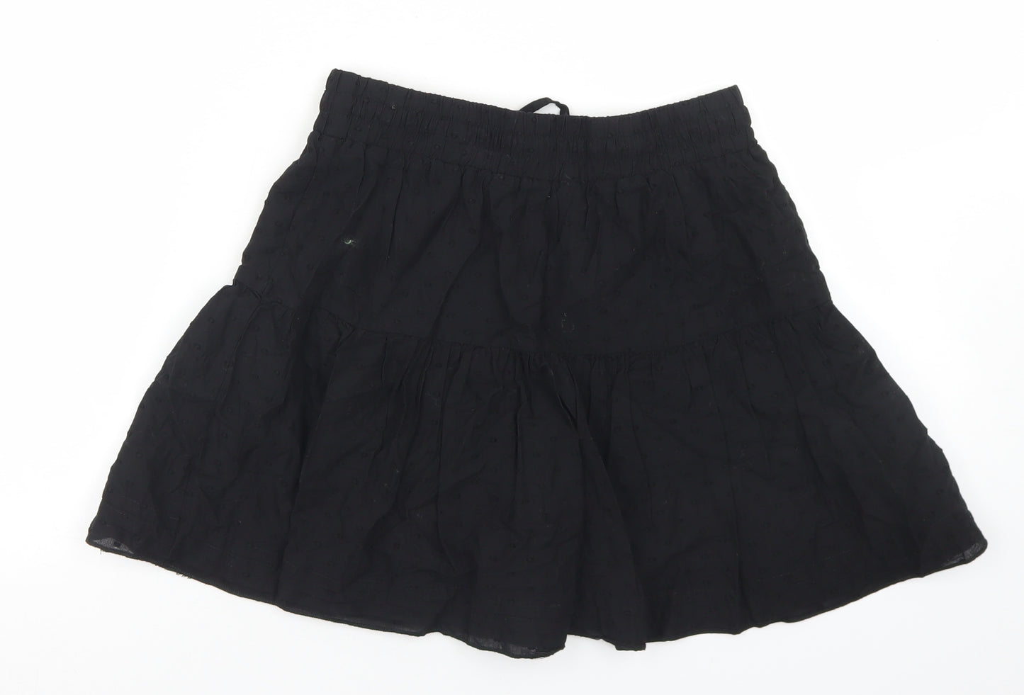 Atmosphere Womens Black  Cotton Flare Skirt Size 10   Drawstring