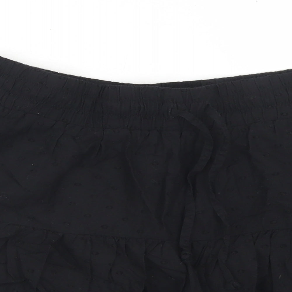 Atmosphere Womens Black  Cotton Flare Skirt Size 10   Drawstring