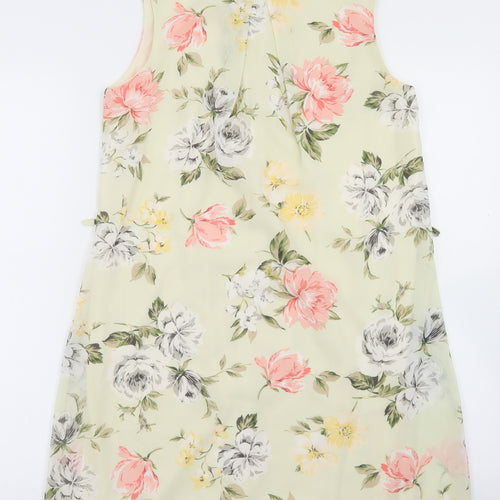 Atmosphere Womens Beige Floral Polyester A-Line  Size 10  Round Neck Button