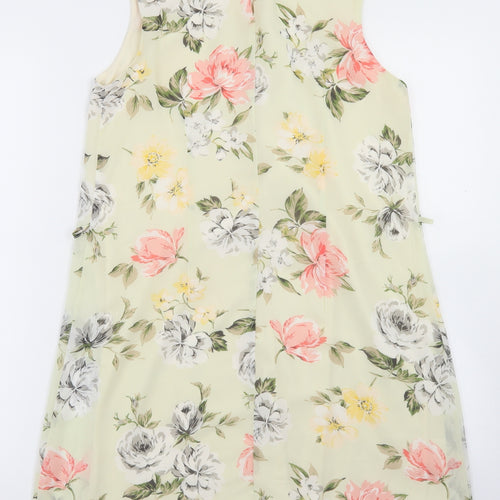 Atmosphere Womens Beige Floral Polyester A-Line  Size 10  Round Neck Button