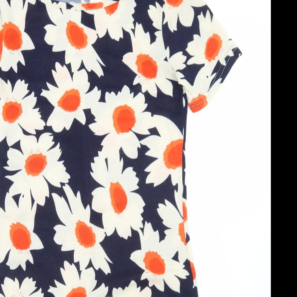 Indulgence Womens Blue Floral Wool A-Line  Size M  Round Neck