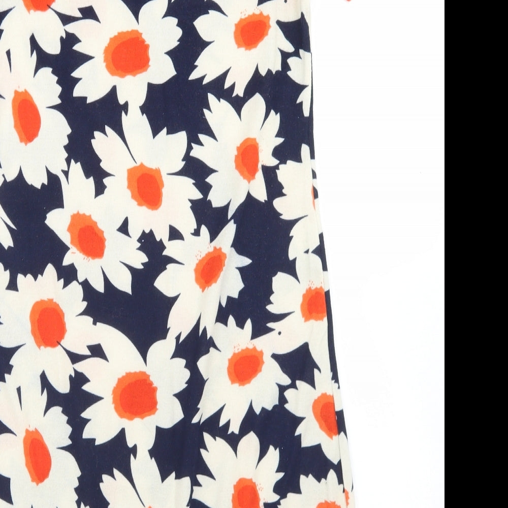 Indulgence Womens Blue Floral Wool A-Line  Size M  Round Neck