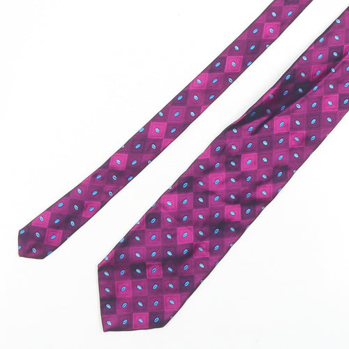 Marks and Spencer Mens Purple Geometric Silk Pointed Tie One Size