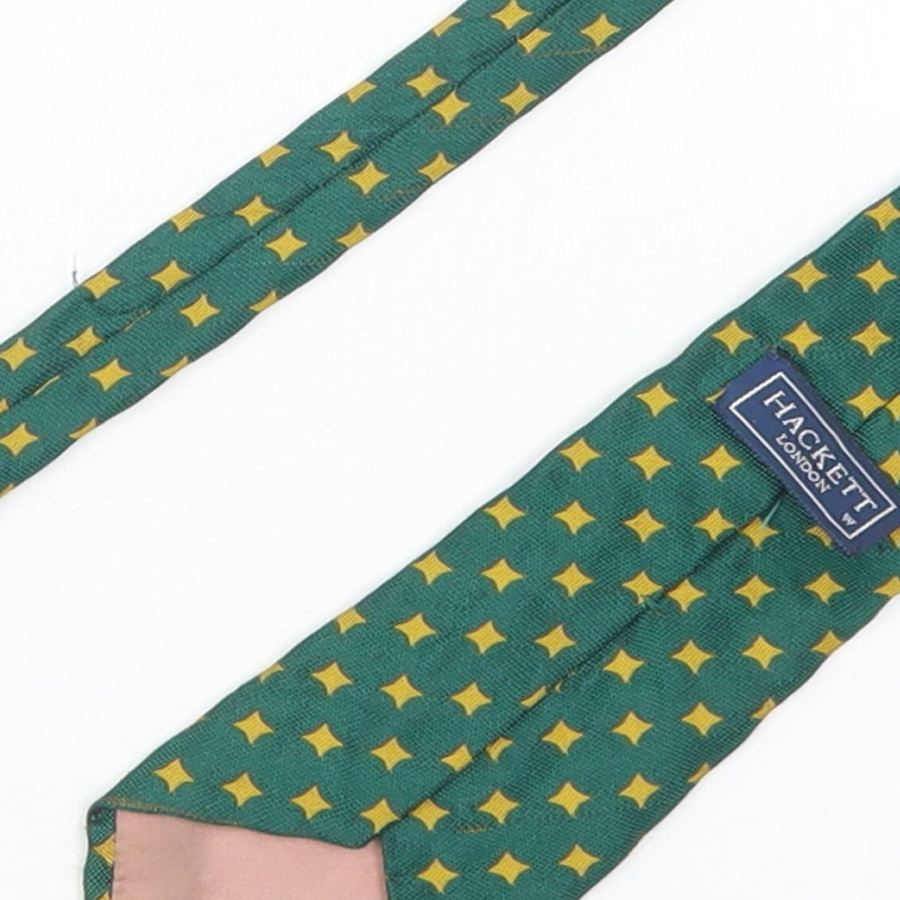 Hackett London Mens Green Geometric Silk Pointed Tie One Size