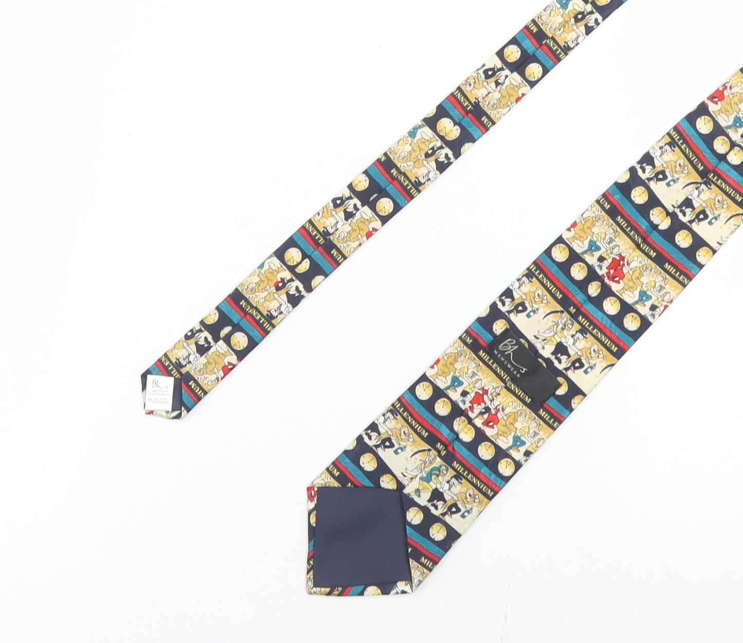 BHS Mens Multicoloured Geometric Polyester Pointed Tie One Size - Millenium