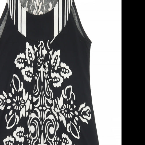 PussyCat Womens Black  Polyester Tunic Blouse Size S Round Neck