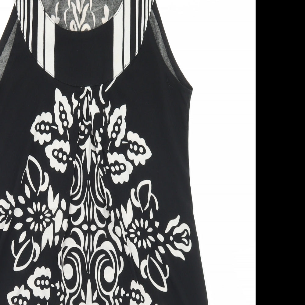 PussyCat Womens Black  Polyester Tunic Blouse Size S Round Neck