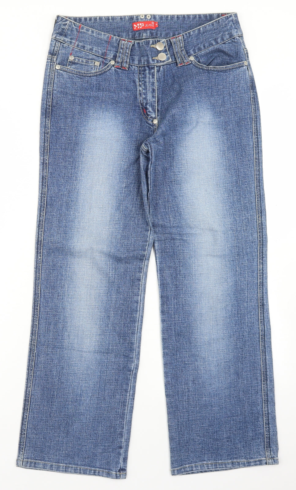 Miss Posh Womens Blue  Cotton Straight Jeans Size 10 L25 in Regular Button