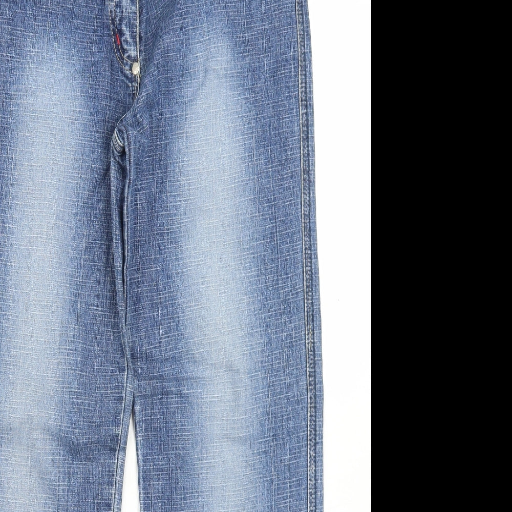 Miss Posh Womens Blue  Cotton Straight Jeans Size 10 L25 in Regular Button
