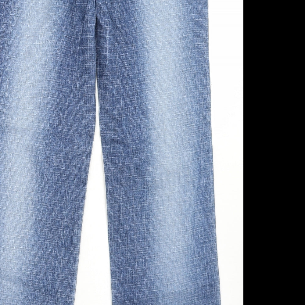 Miss Posh Womens Blue  Cotton Straight Jeans Size 10 L25 in Regular Button