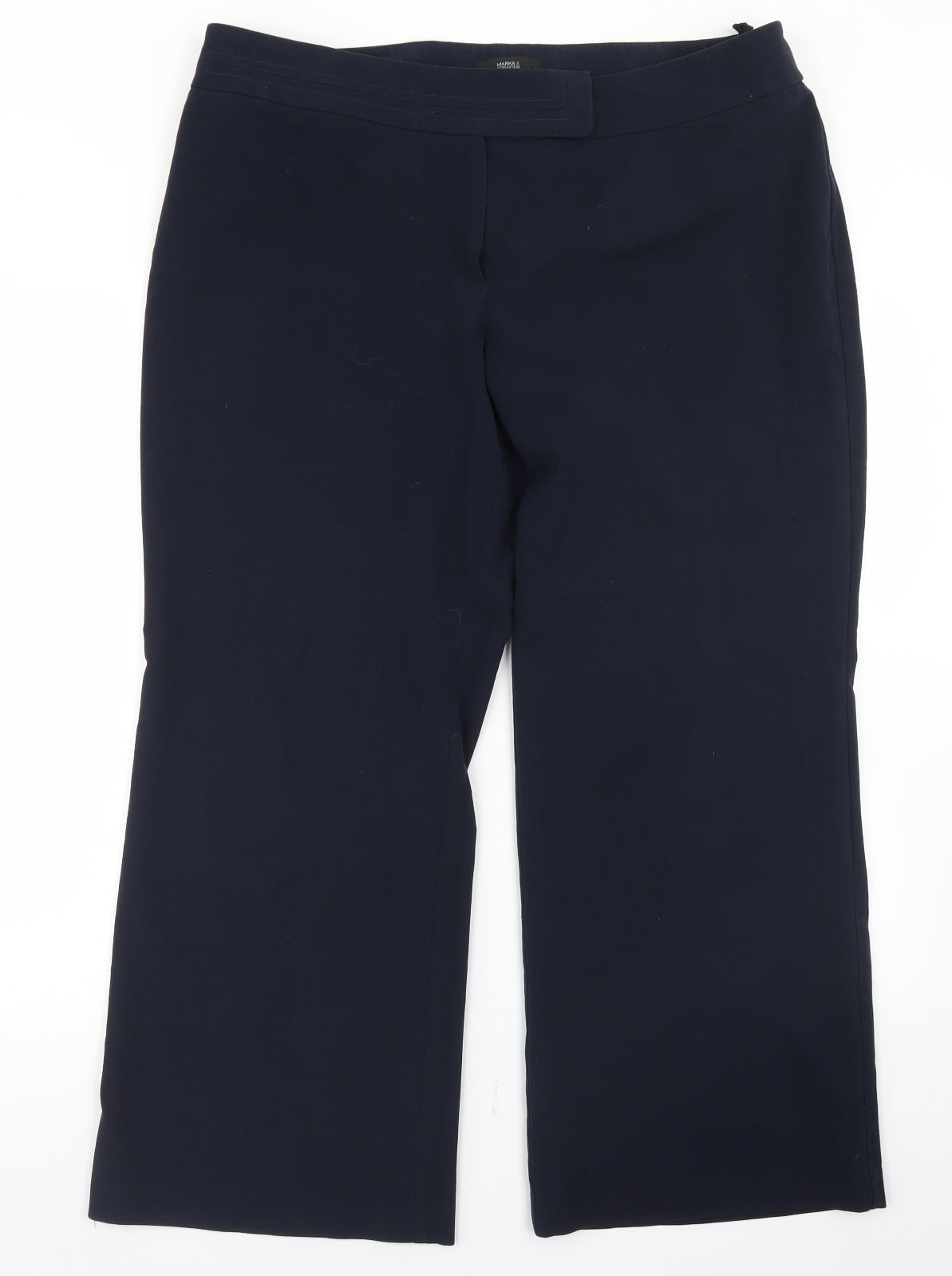Marks and Spencer Womens Blue  Polyester Dress Pants Trousers Size 18 L26 in Regular Hook & Eye