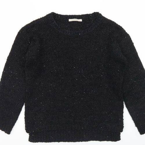 George Womens Black Round Neck  Polyester Pullover Jumper Size 10