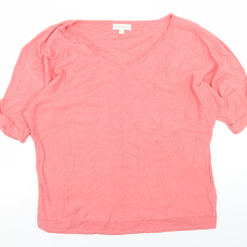 Monsoon Womens Pink V-Neck  Viscose Pullover Jumper Size M