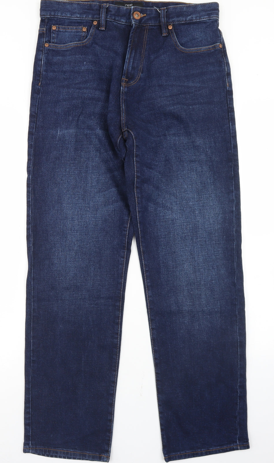 NEXT Mens Blue  Cotton Straight Jeans Size 32 in L31 in Regular Button
