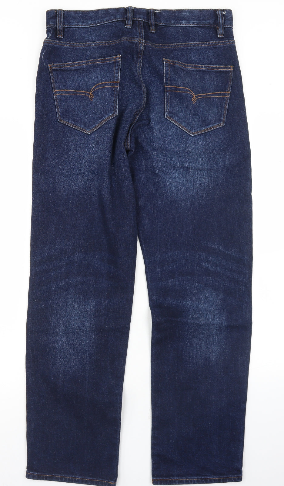 NEXT Mens Blue  Cotton Straight Jeans Size 32 in L31 in Regular Button