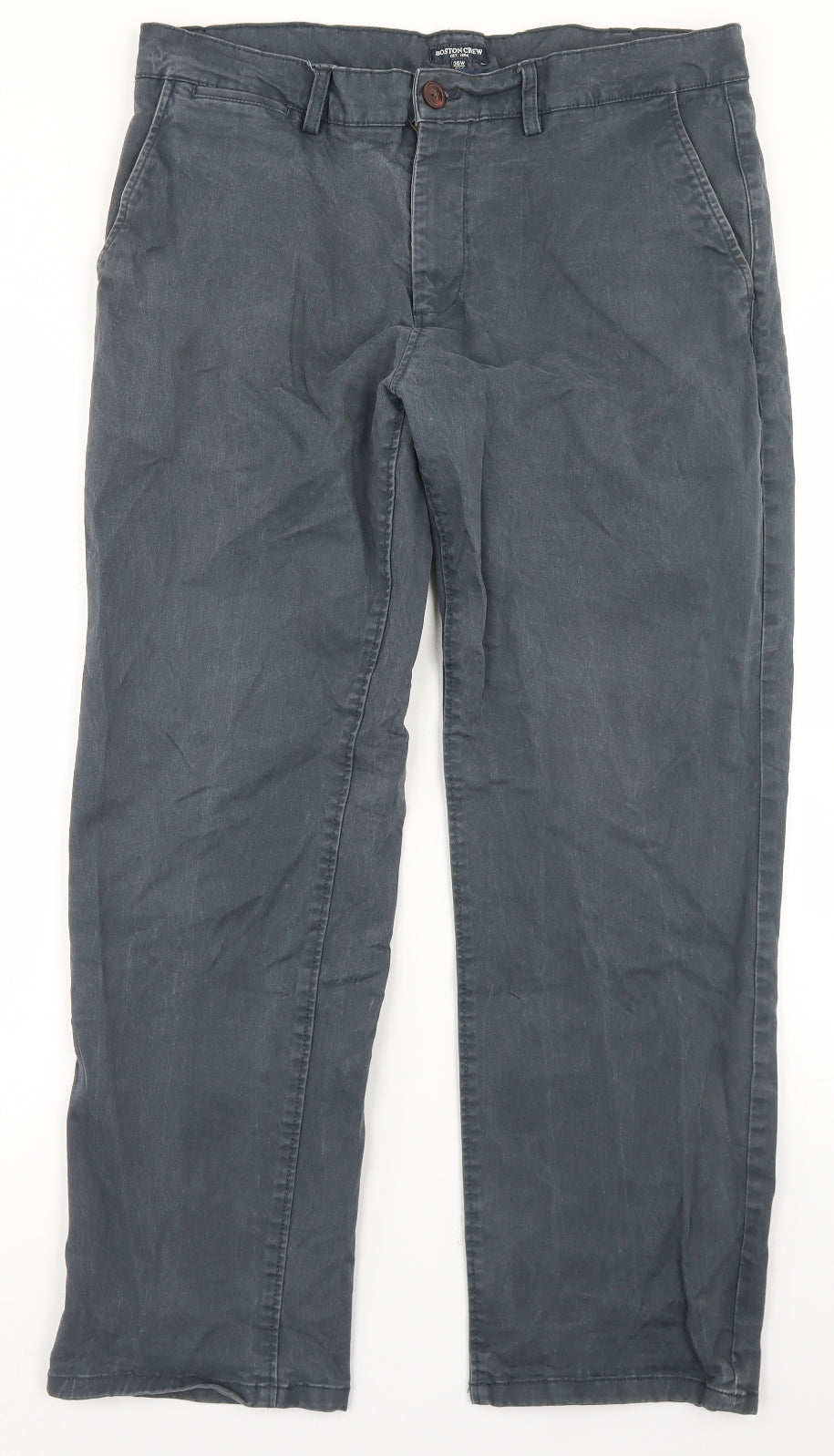 George Mens Grey  Cotton Chino Trousers Size 36 in L28 in Regular Button