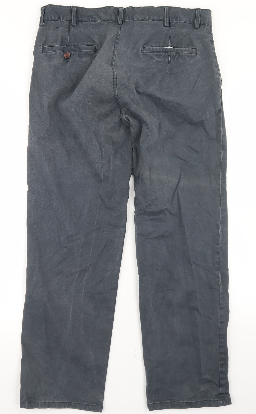 George Mens Grey  Cotton Chino Trousers Size 36 in L28 in Regular Button