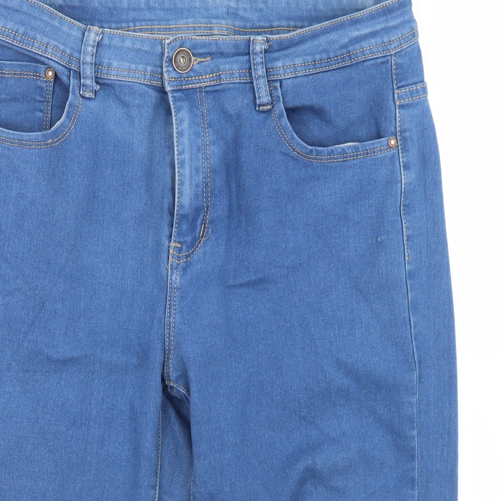 Preworn Womens Blue  Cotton Boyfriend Shorts Size 32 in L14 in Regular Button