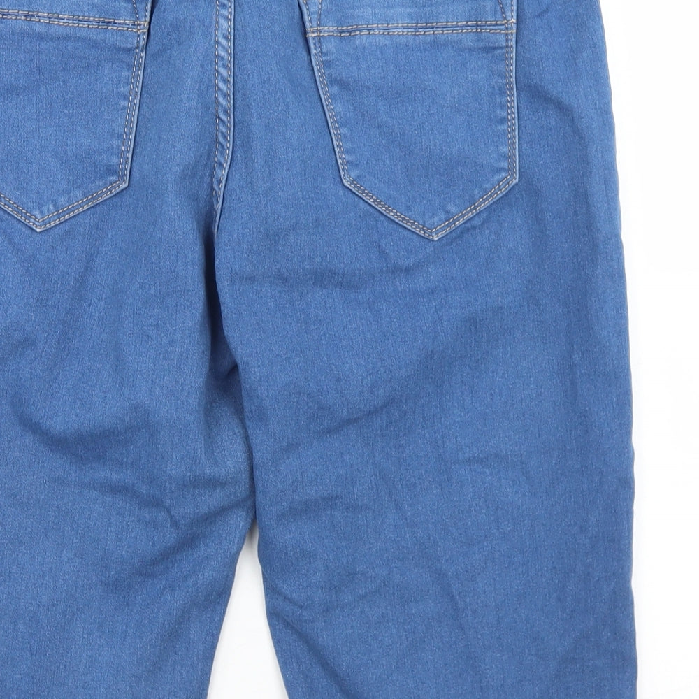 Preworn Womens Blue  Cotton Boyfriend Shorts Size 32 in L14 in Regular Button