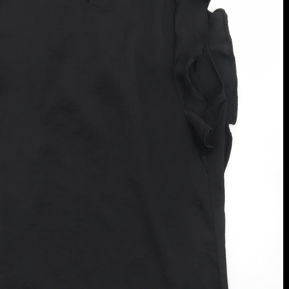 Boohoo Womens Black  Polyester Basic Blouse Size 10 Round Neck