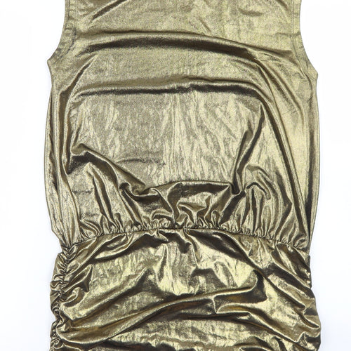 South Womens Gold  Polyester Skater Dress  Size 14  Round Neck