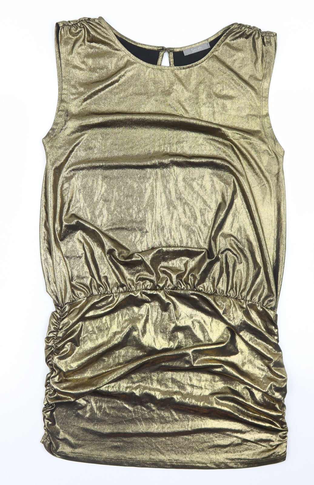 South Womens Gold  Polyester Skater Dress  Size 14  Round Neck