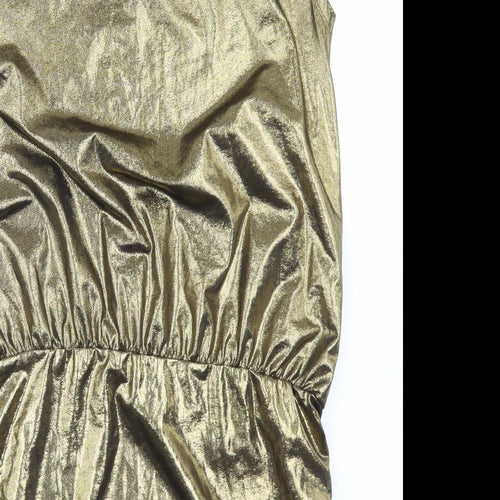 South Womens Gold  Polyester Skater Dress  Size 14  Round Neck