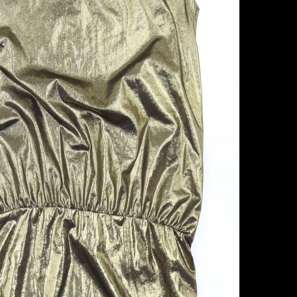 South Womens Gold  Polyester Skater Dress  Size 14  Round Neck